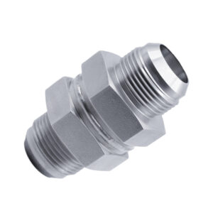 85175 inline filter fitting, 1.750" hex, stainless steel with male threads on both ends, isolated on white background.
